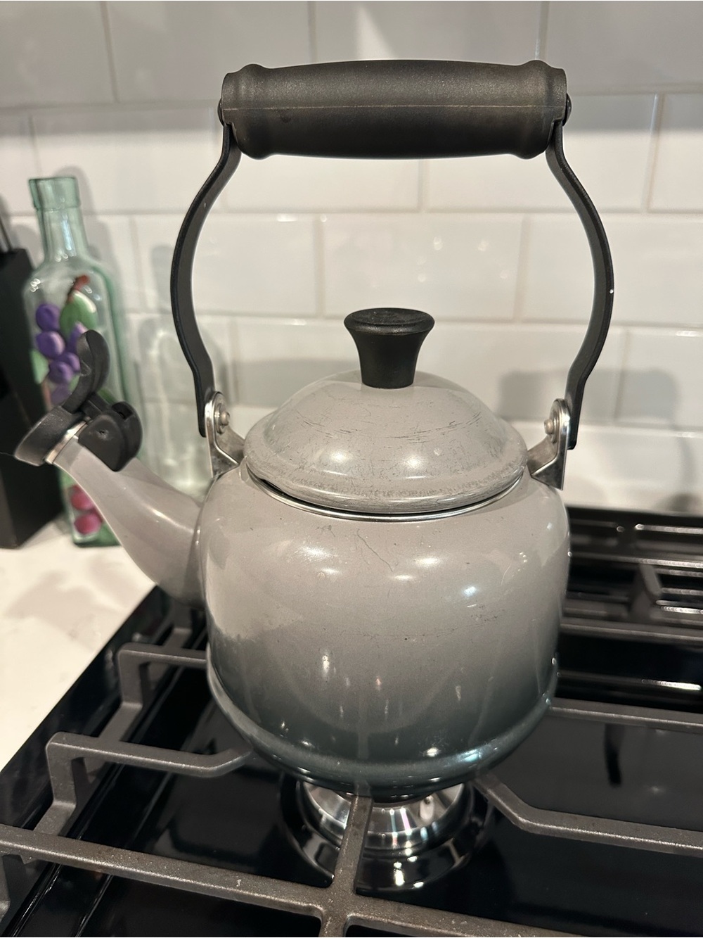 Le Creuset Gray and Black Ombré Enamel Whistling Kettle